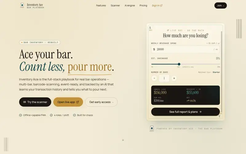 Inventory Ace home page