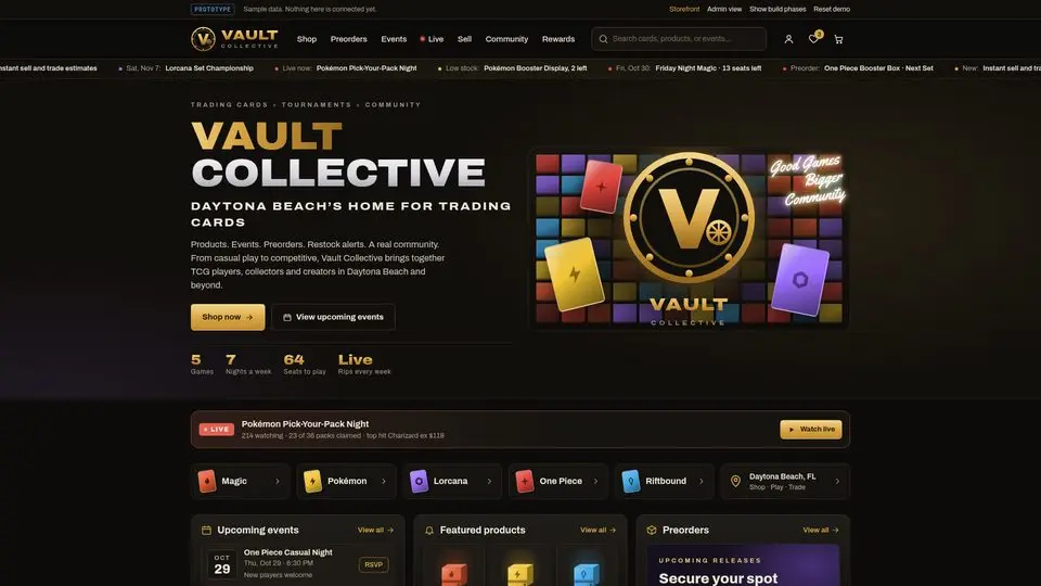 Vault Collective home page